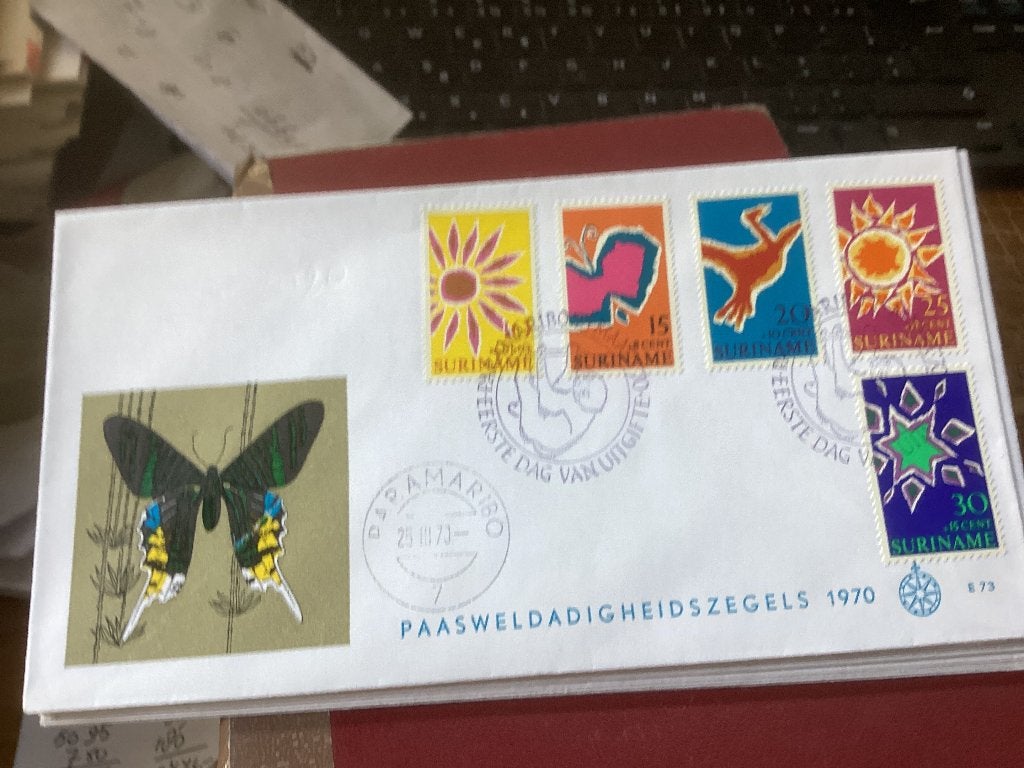 No2501 E73 Suriname Karrewiel Nederland jaargangen fdc 1963, Ophalen, Onbeschreven, Rest van de wereld