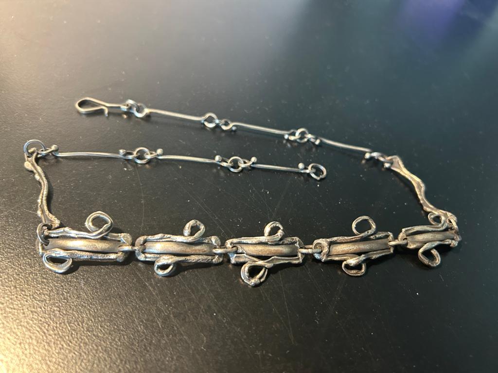 Bijzonder modernistische zilveren ketting, Ophalen of Verzenden, Zo goed als nieuw, Zilver
