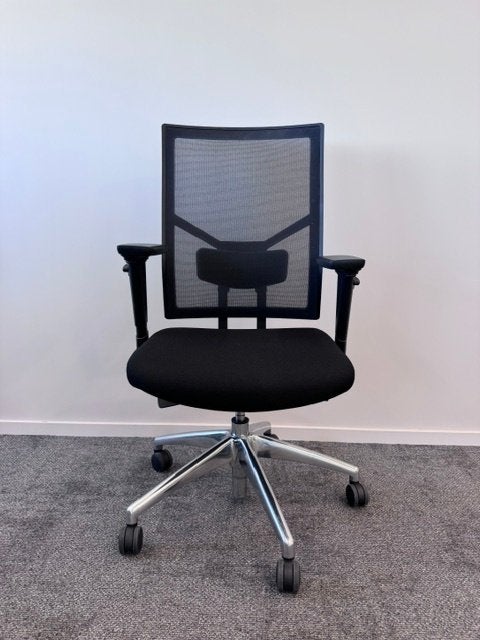 Donati bureaustoel met mesh rugleuning–NEN 1335,149€/st,19st, Huis en Inrichting, Gebruikt, Zwart, Ophalen of Verzenden, Bureaustoel