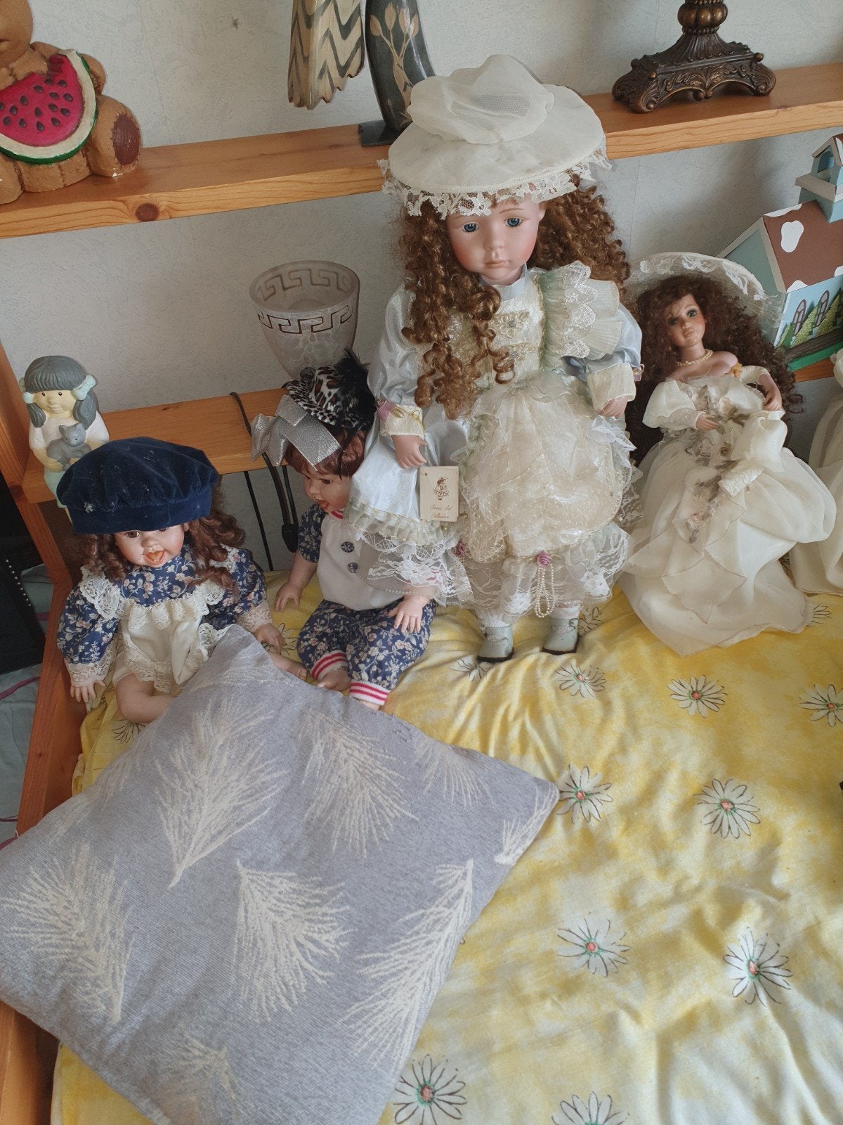 Set van 8 oude porseleinen poppen, 50-60 cm, goede staat, Verzamelen, Ophalen of Verzenden, Gebruikt, Pop