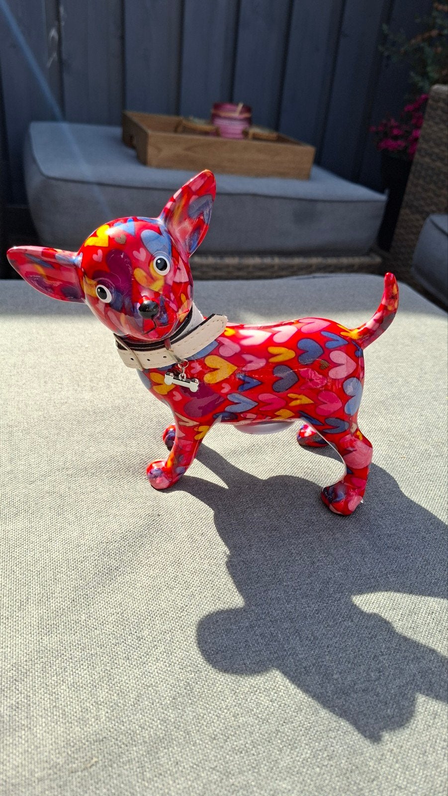 Pomme Pidou spaarpot Chihuahua hondje met hartjes, Ophalen, Meerkleurig, Nieuw, Modern