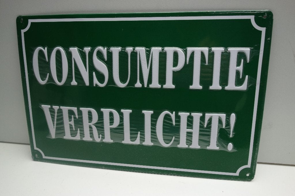 CONSUMPTIE VERPLICHT BORD in 3D UITV voor HORECA of THUISTAP, Ophalen of Verzenden, Nieuw, Reclamebord, Plaat of Schild, Overige merken