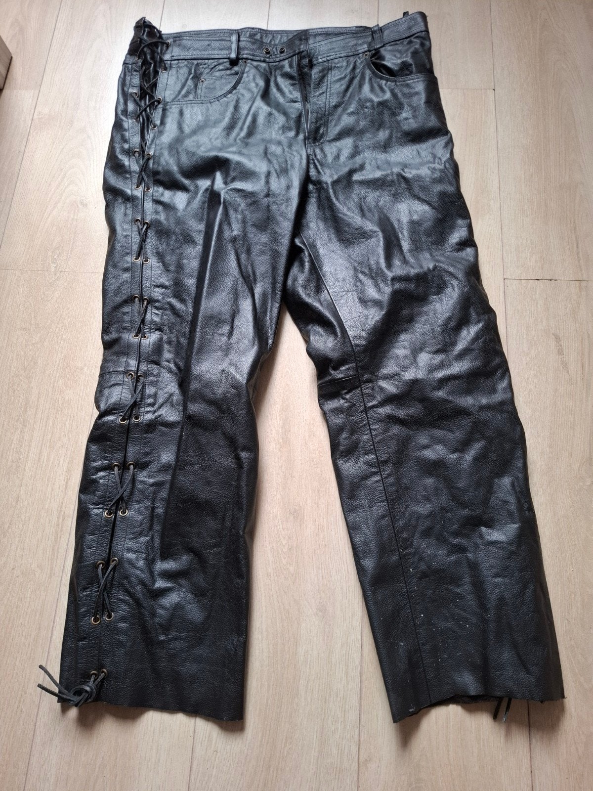 lederen veterbroek maat 58, Ophalen of Verzenden, Tweedehands, Dames, Broek | leer