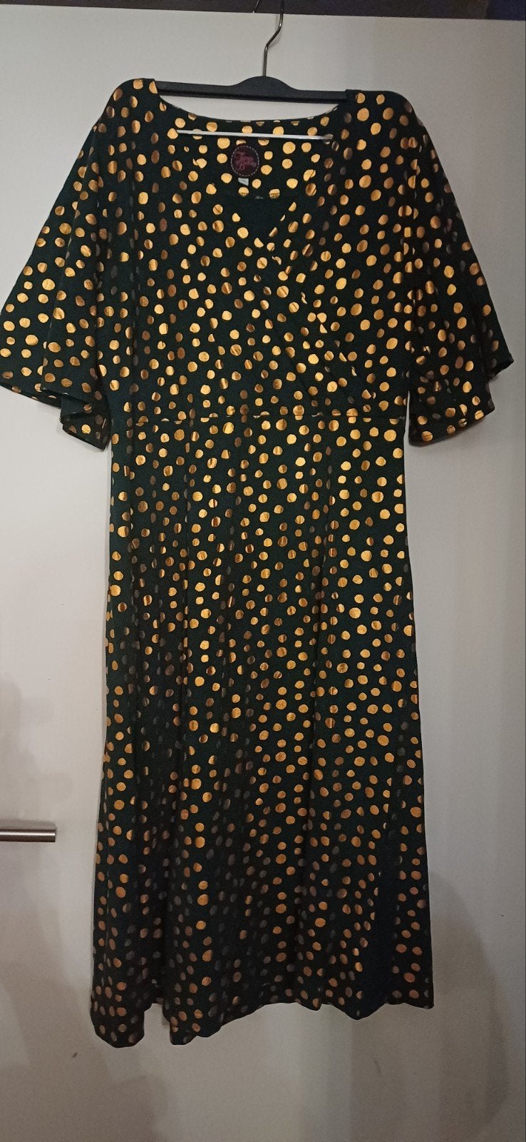 Tante Betsy jurk groen met gouden stippen, maat XL, Kleding | Dames, Jurken, Tante Betsy, Maat 46/48 (XL) of groter, Ophalen of Verzenden