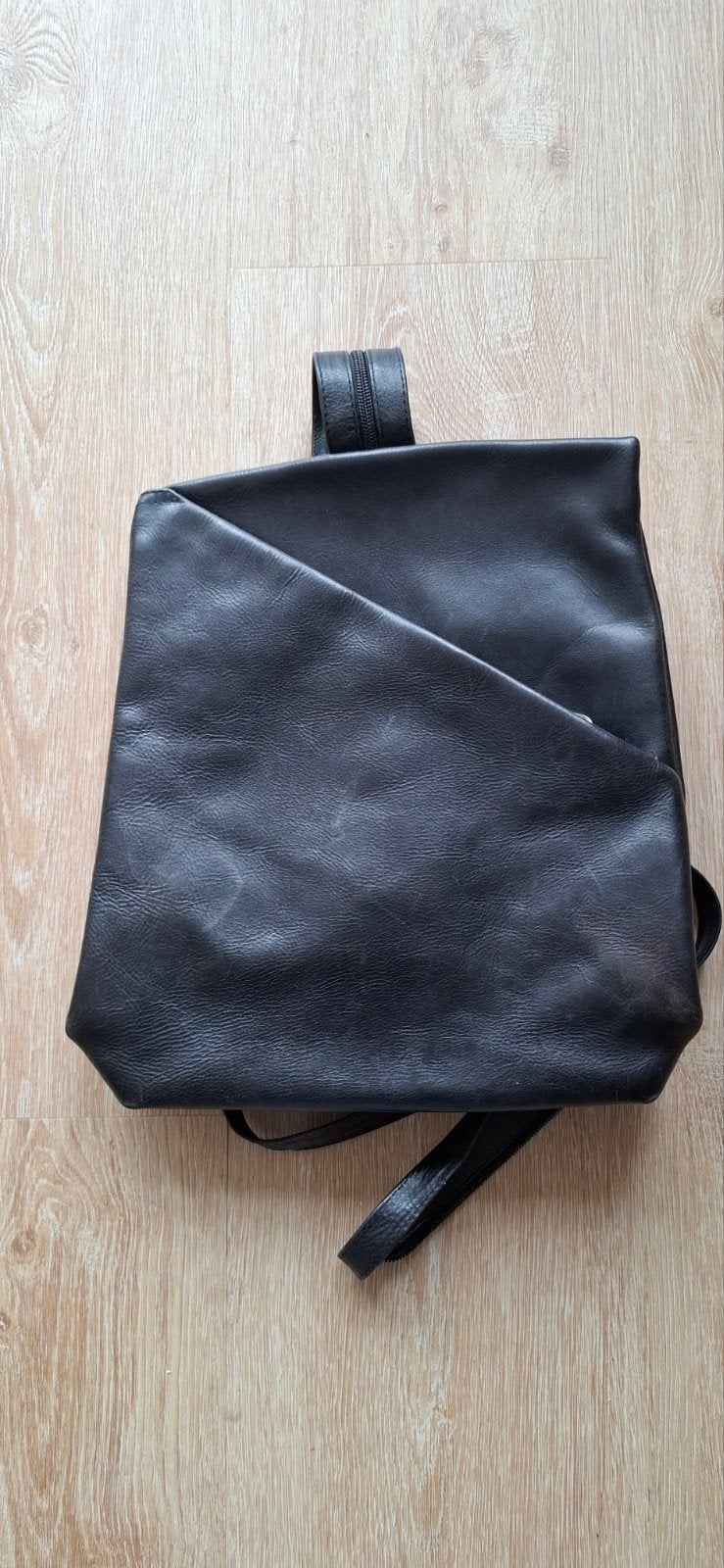 Bosboom Zwarte Leren Rugzak - Stijlvol en Praktisch, Overige merken, Gebruikt, 25 tot 40 cm, Ophalen of Verzenden