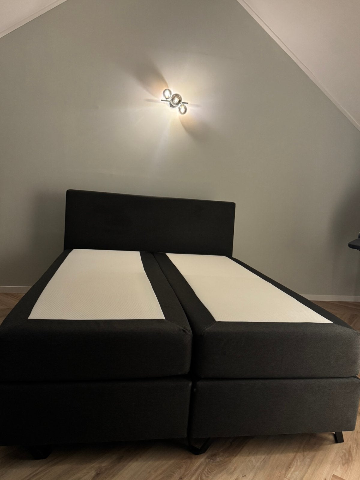 Swiss Sense boxspring donkergrijs, 160x200, Ophalen, Gebruikt, Tweepersoons, 200 cm