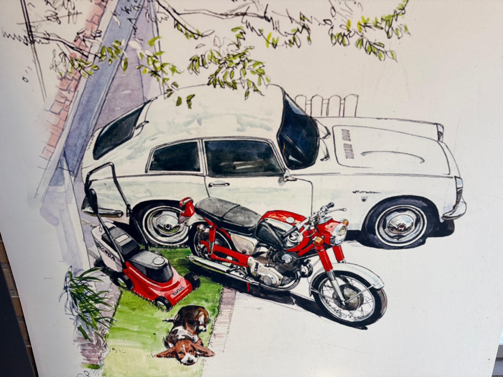 Vintage Honda dealer reclamebord, Ophalen, Gebruikt, Motoren