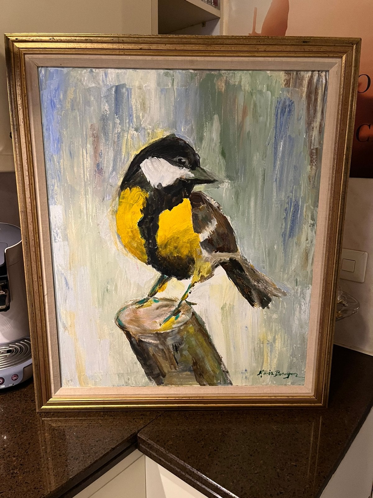 Groot olieverf vogel schilderij, Antiek en Kunst, Ophalen