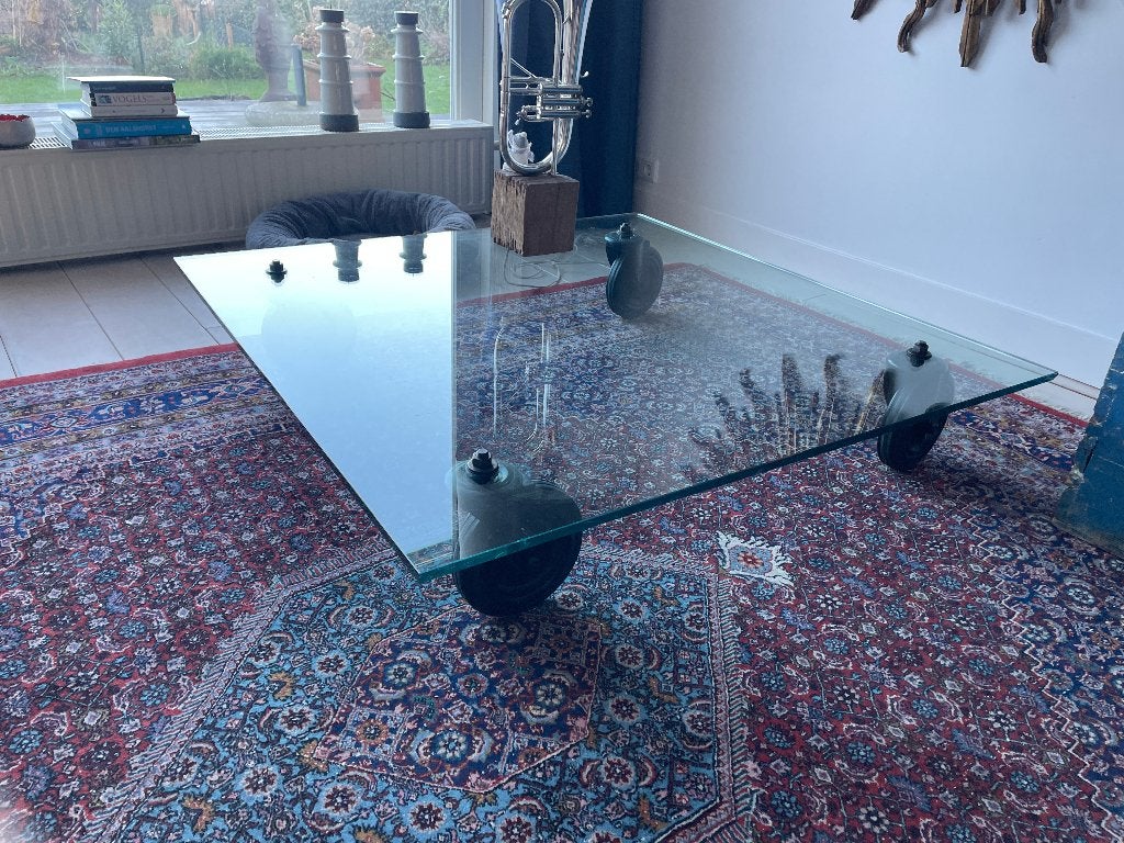 Tavolo con Ruote di Gae Aulenti per FontanaArte - 120x120x25, Ophalen, Modern design, Gebruikt, Vierkant