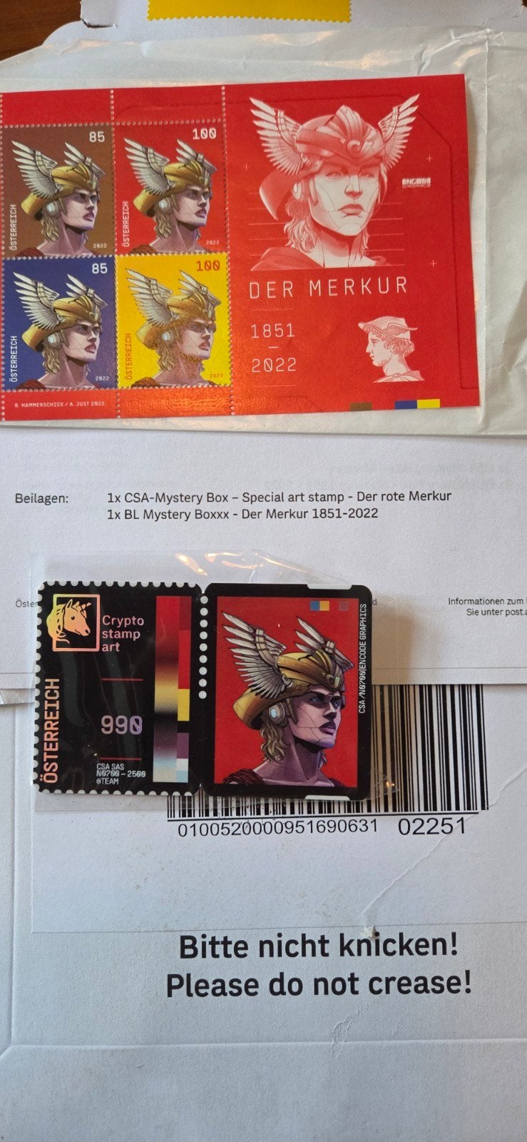 Oostenrijkse Post AG Crypto Stamp Art "Der Merkur" 2022, Ophalen of Verzenden