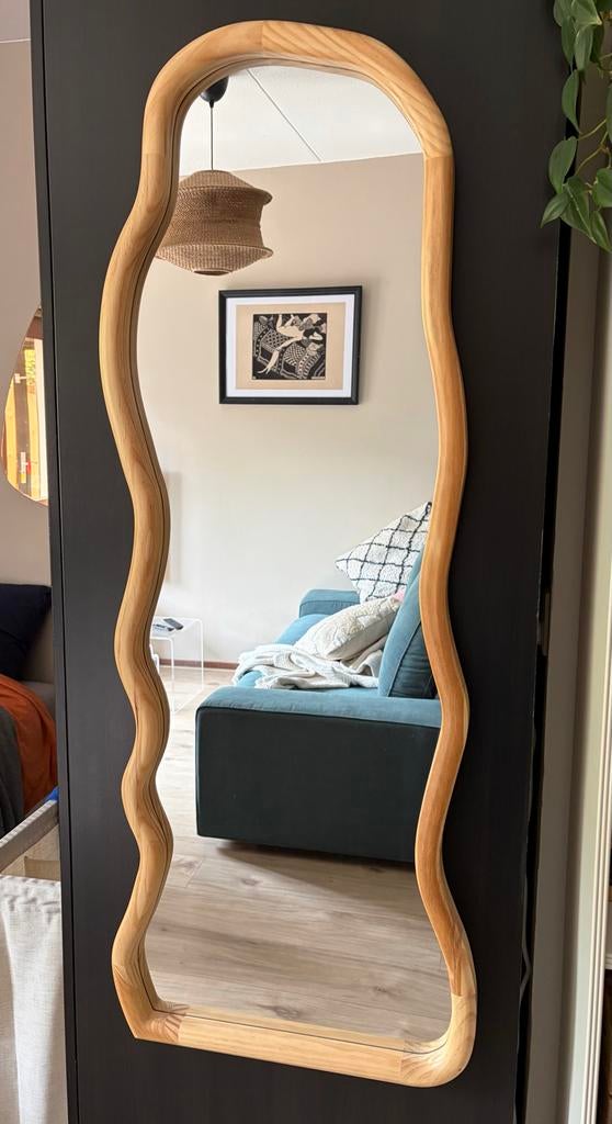 Wandspiegel/passpiegel, hout, organisch 46x120cm Karwei, Ophalen, Minder dan 50 cm, 100 tot 150 cm, Nieuw