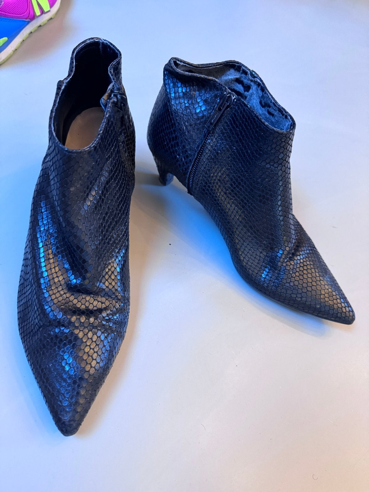 Dr. Shoe Zwarte Enkellaarsjes met Slangenprint Maat 39, Ophalen of Verzenden, Gedragen, Zwart, Lage of Enkellaarzen