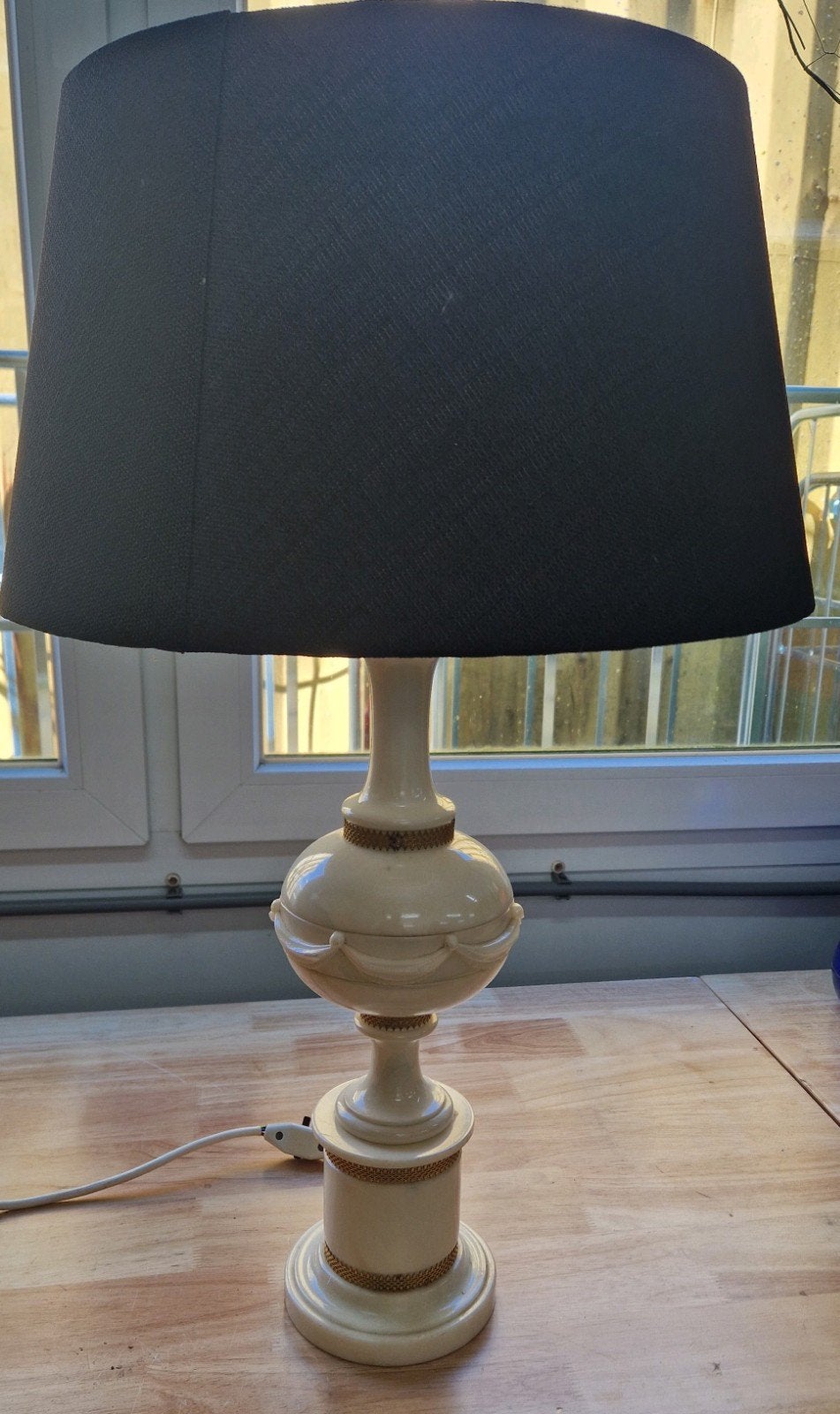 Italiaanse vintage design tafellamp – keramiek, Overige materialen, Wit, Ophalen of Verzenden, Zo goed als nieuw