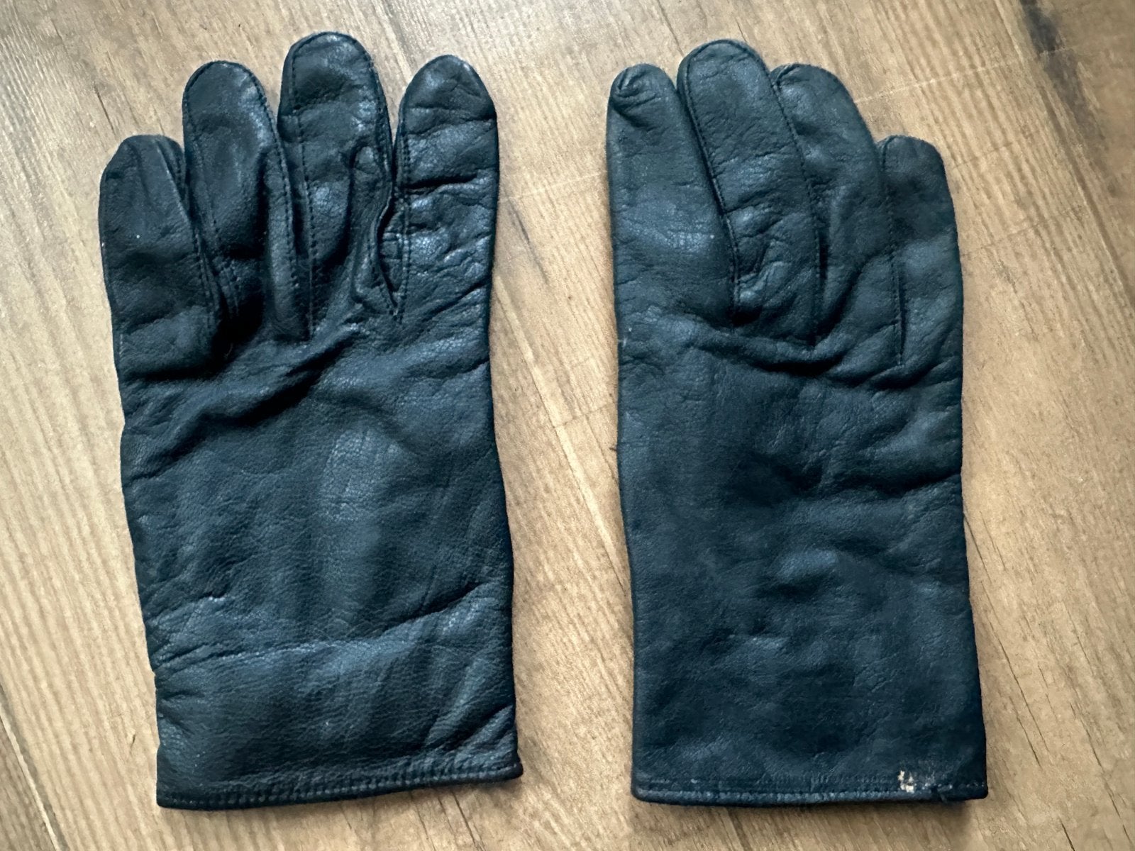 Zwarte leren handschoenen maat S, Ophalen, Gedragen, Maat 46 (S) of kleiner, Handschoenen