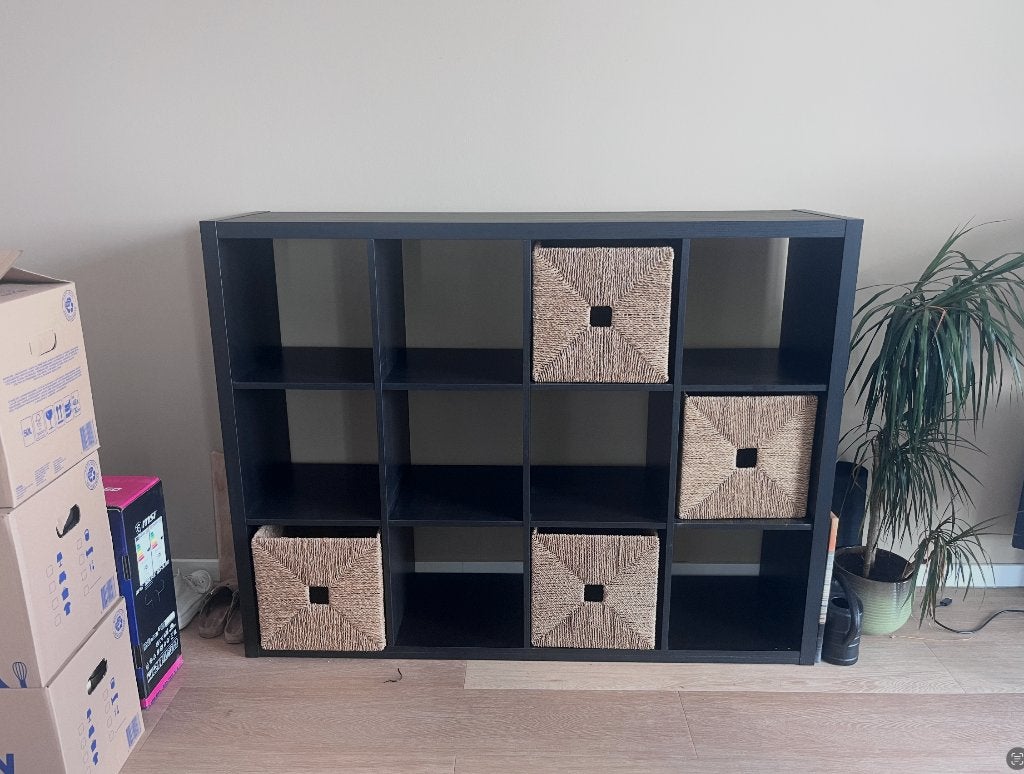 Ikea KALLAX vakkenkast - Zwart - 12 vakken, Ophalen, 100 tot 150 cm, 100 tot 150 cm, Zo goed als nieuw
