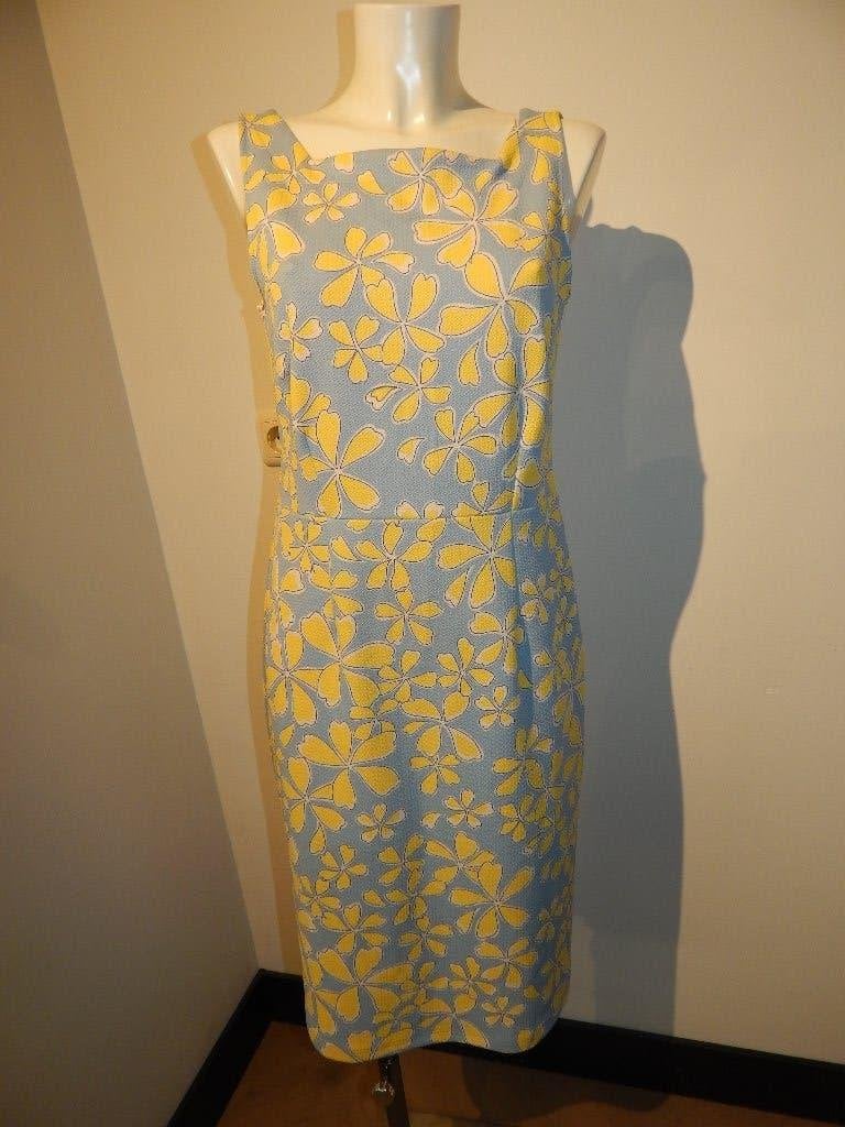 King Louie mooie jurk zacht turquoise gele bloemen L