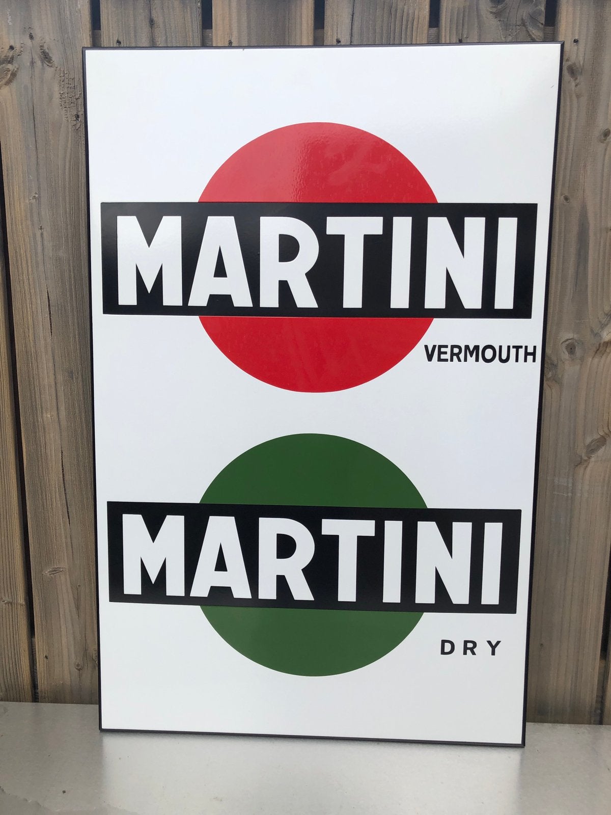 Kingsize Emaille Martini bord Vermouth en Dry., Verzamelen, Ophalen of Verzenden, Zo goed als nieuw, Reclamebord