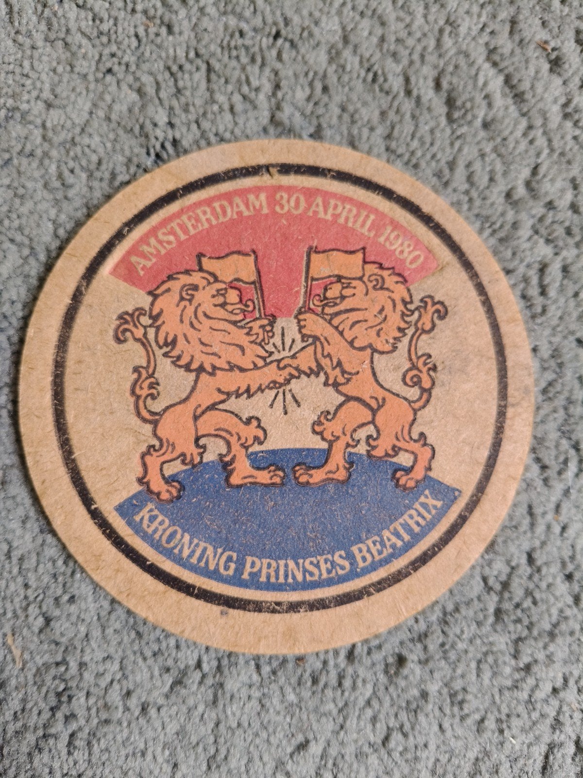 Vintage Heineken viltje Kroning Prinses Beatrix 1980, Ophalen of Verzenden, Gebruikt, Viltje(s), Heineken