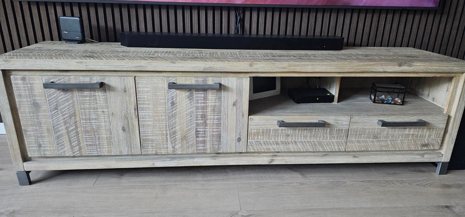 Eettafel en Tv meubel Acacia ice grey, Ophalen