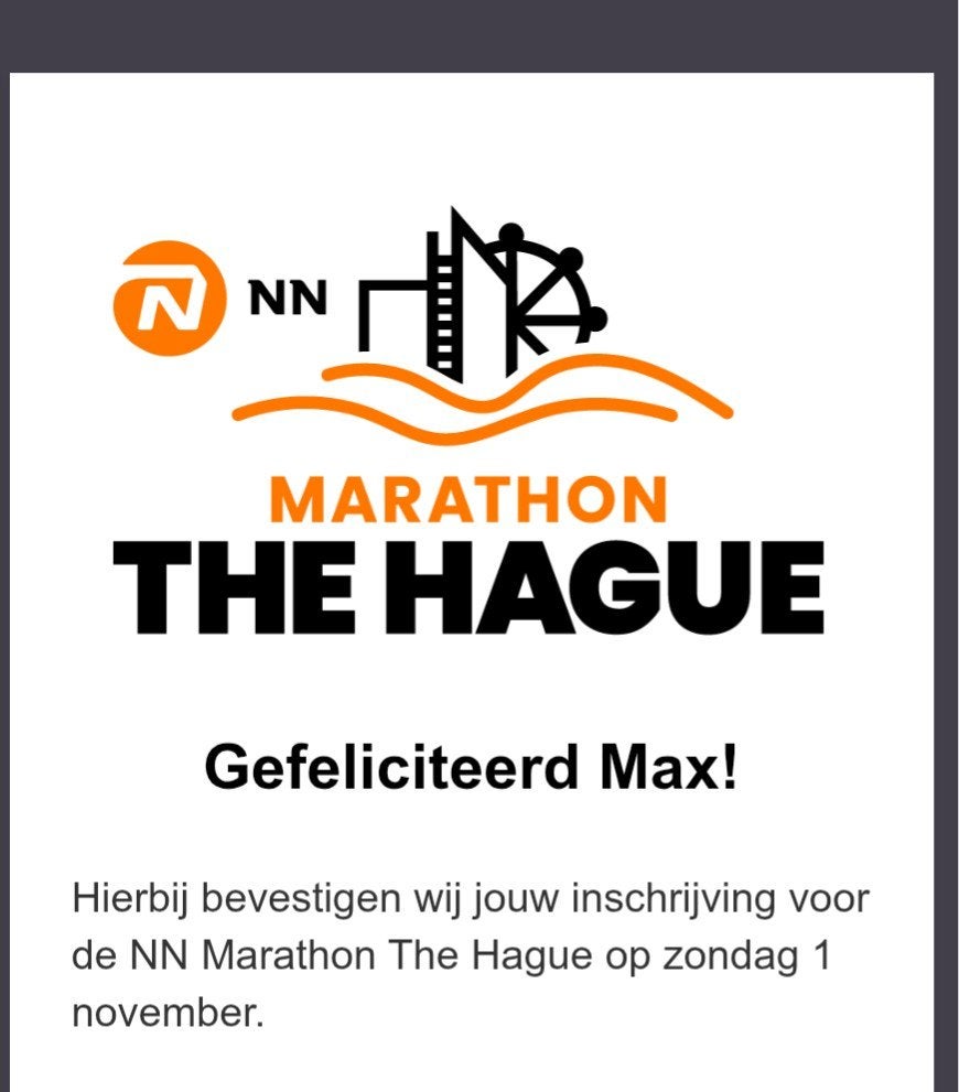 Marathon Den Haag 2026 startbewijs, Ophalen, Nieuw, Overige typen, Overige merken