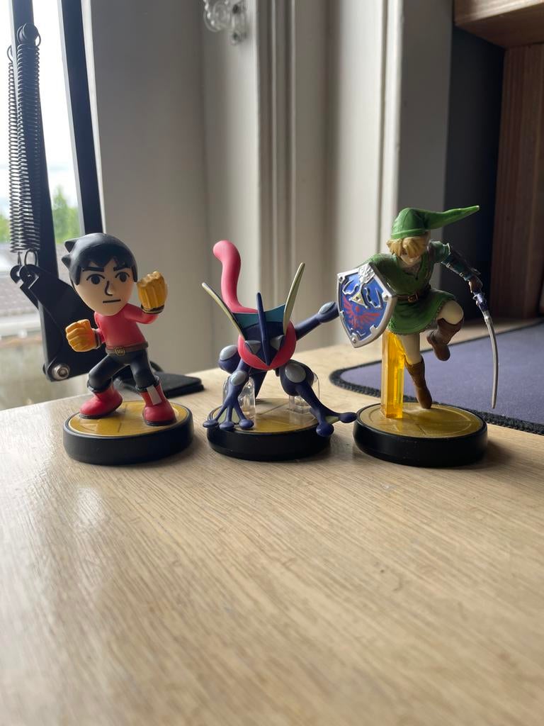 Amiibo set: Mii Brawler, Greninja, Link, Ophalen of Verzenden, Gebruikt, Overige soorten, Figuurtje(s)