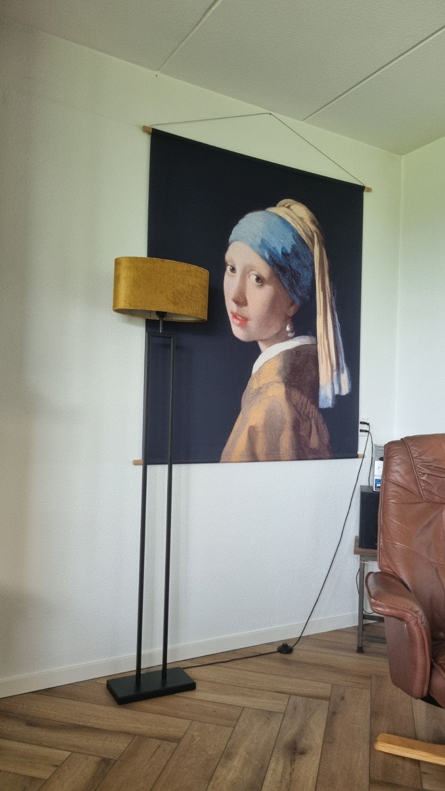 wandkleed , lamp en vloerkleed ., 200 cm of meer, Ophalen of Verzenden, Zo goed als nieuw, Blauw