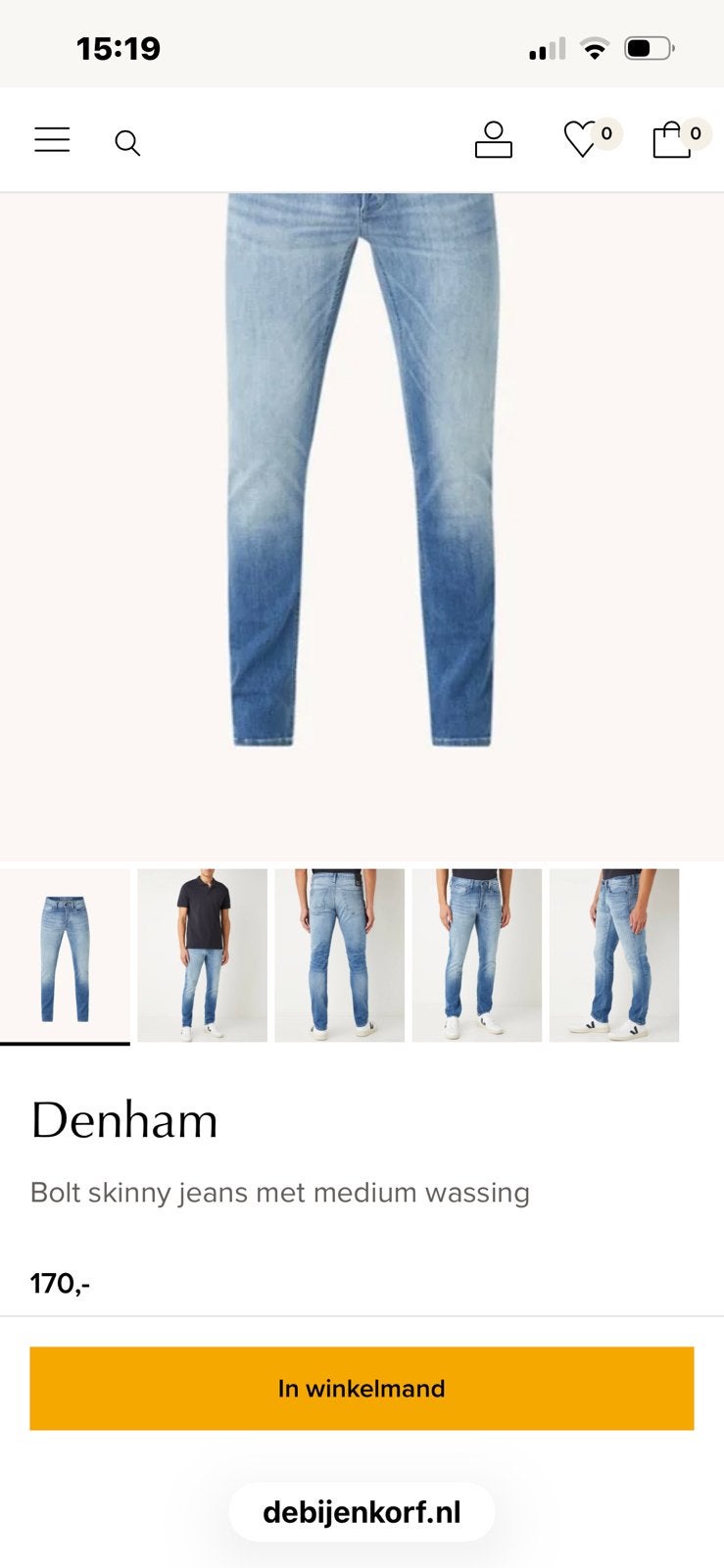 Denham Bolt Skinny Fit Jeans W34 L34 - Zo goed als nieuw, Ophalen of Verzenden, Zo goed als nieuw, Blauw, W33 - W34 (confectie 48/50)