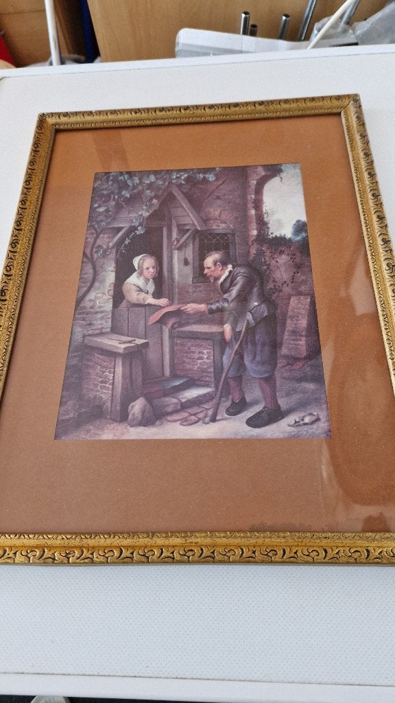 brocant schilderijtje prent, Ophalen of Verzenden