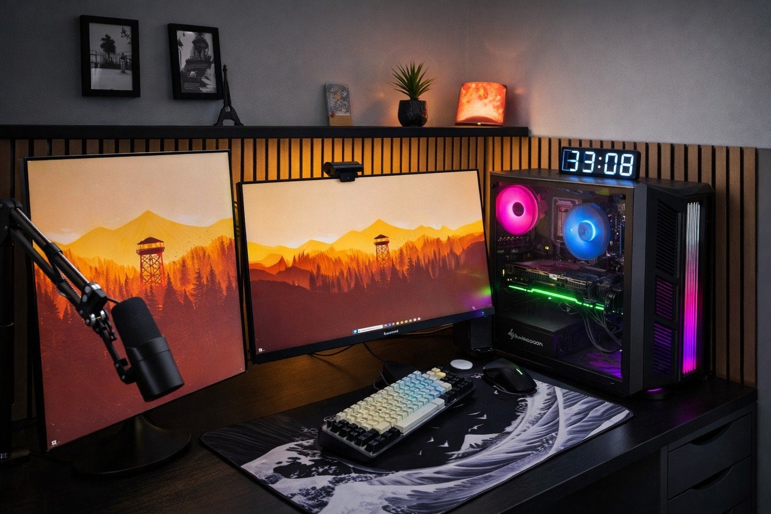 Complete High-End Gaming Setup met Dual Monitor & Accessoir, Computers en Software, Desktop Pc's, Zo goed als nieuw, Nvidia Geforce RTX