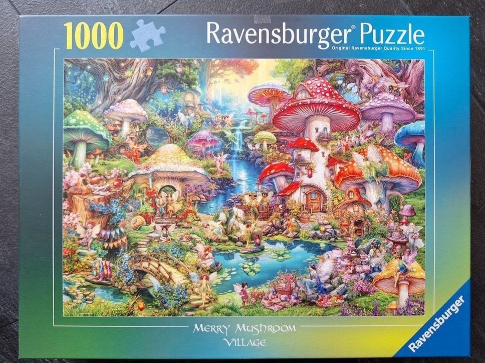 Ravensburger legpuzzel 1000 stukjes. vrolijke Paddestoelen, Ophalen of Verzenden, 500 t/m 1500 stukjes, Zo goed als nieuw, Legpuzzel
