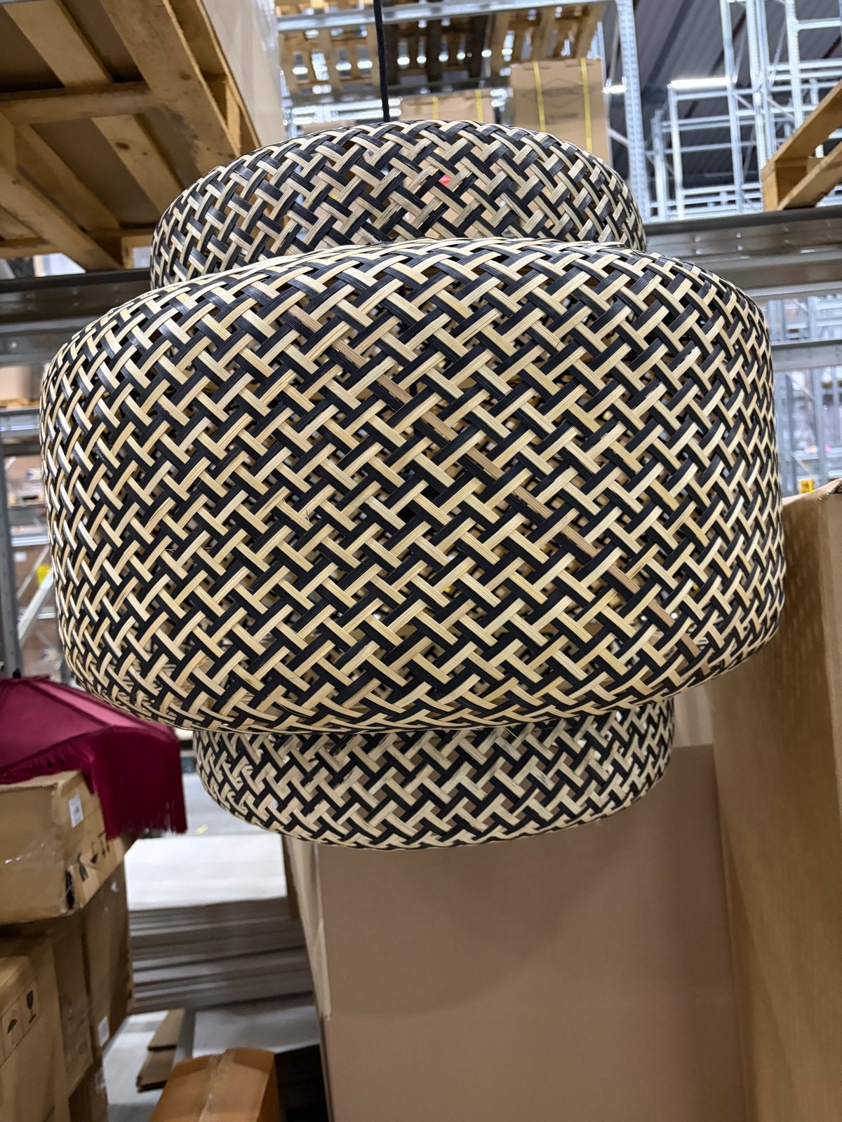 Gevlochten Bamboe Hanglamp - Ø 60cm, Hoogte 50cm, Ophalen of Verzenden, Nieuw, Natuurlijk materiaal, E27 (groot)