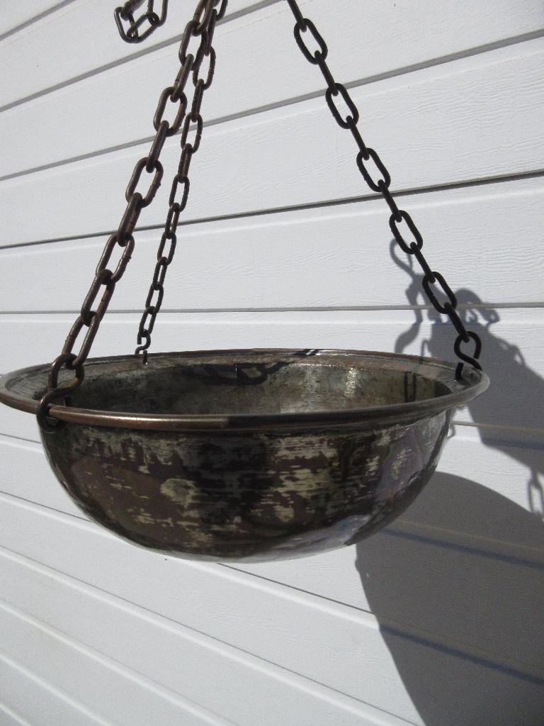 Vintage koperen hangschaal plantenschaal plantenhanger, Ophalen of Verzenden, Koper