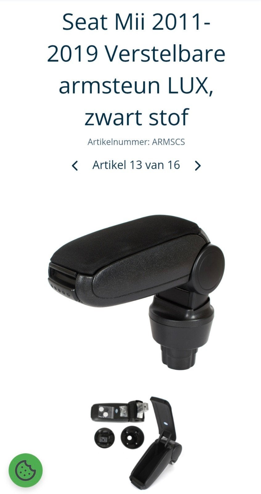 Seat Mii 2011-2019 Verstelbare armsteun LUX, zwart stof, Ophalen of Verzenden, Nieuw