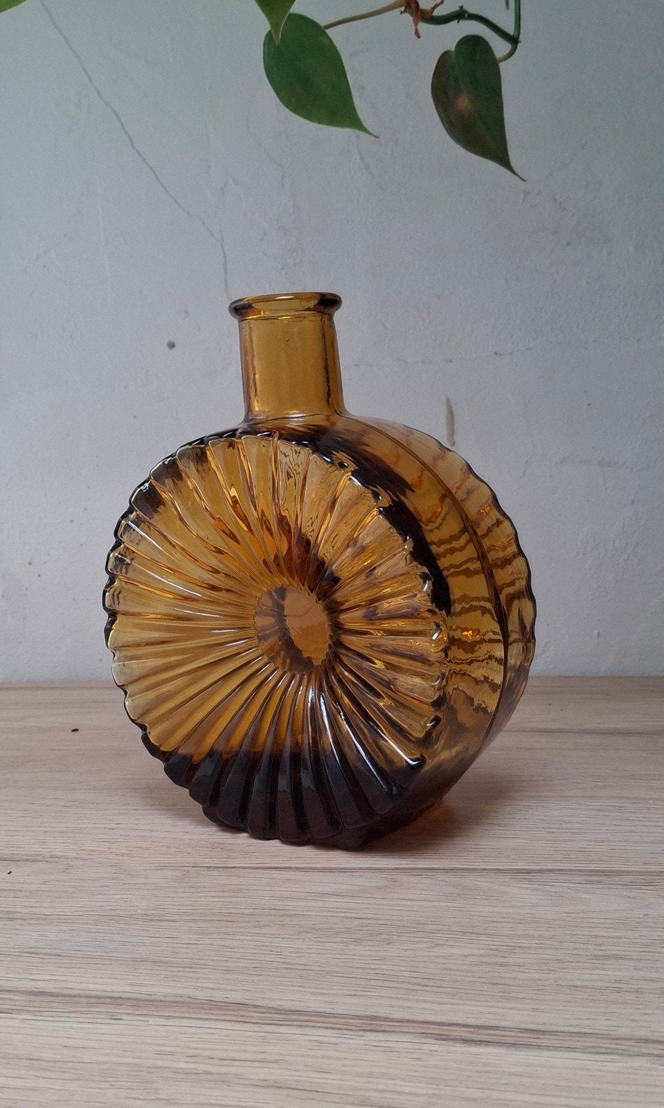 Amberkleurige Empoli Genie 'Sunburst' karaf. Italië., Ophalen of Verzenden