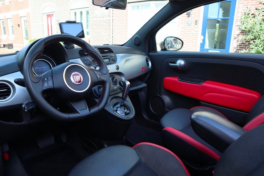 Fiat 500 C 0.9 TwinAir Sport Automaat | 130 PK | Flippers |, Cabriolet, Leder en Stof, Zwart, Origineel Nederlands