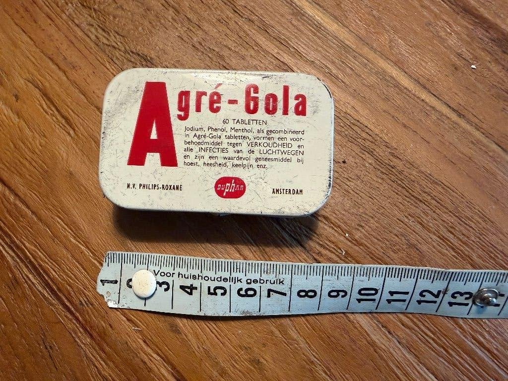 Oud blikje Agré Gola, Verzamelen, Ophalen of Verzenden, Gebruikt, Overige, Overige merken