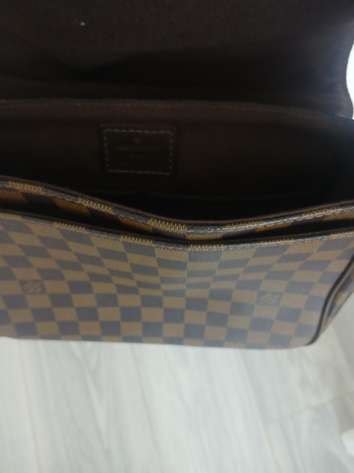 Louis Vuitton Schoudertasje Damier Ebene, Ophalen, Gebruikt, Bruin, Schoudertasje