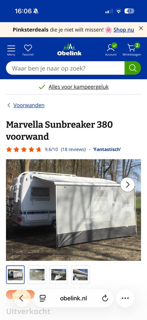 Marvella Sunbreaker 380  - Nieuw, Caravans en Kamperen, Caravan accessoires, Ophalen, Nieuw