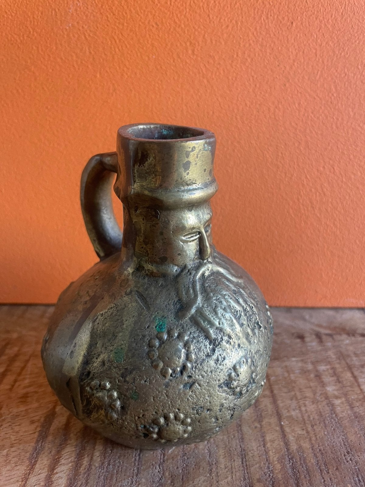 Antieke messing Bartmann / Bellarmine baardmankruik ca. 1900, Ophalen of Verzenden, Brons