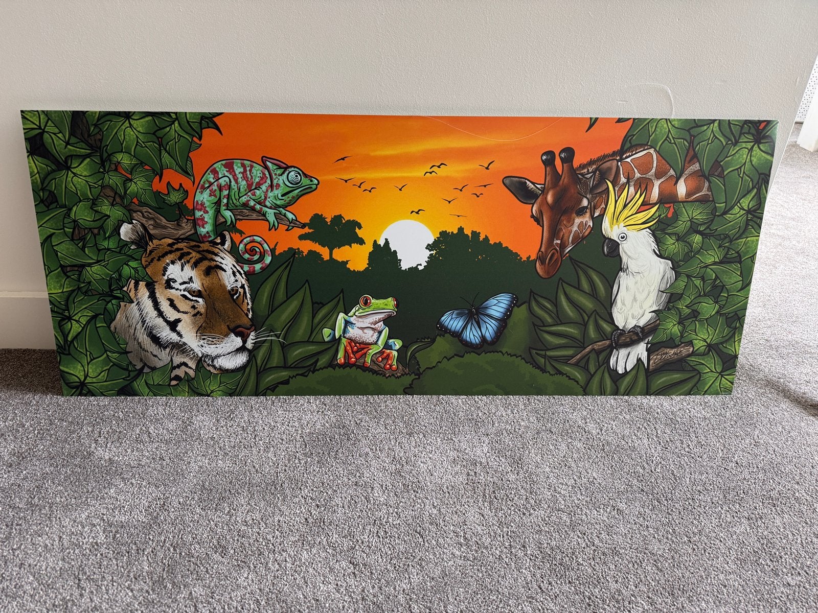 Wanddecoratie Kinderkamer schilderij Jungle Dieren, Huis en Inrichting, Ophalen, Metaal, Schilderij, Meerkleurig