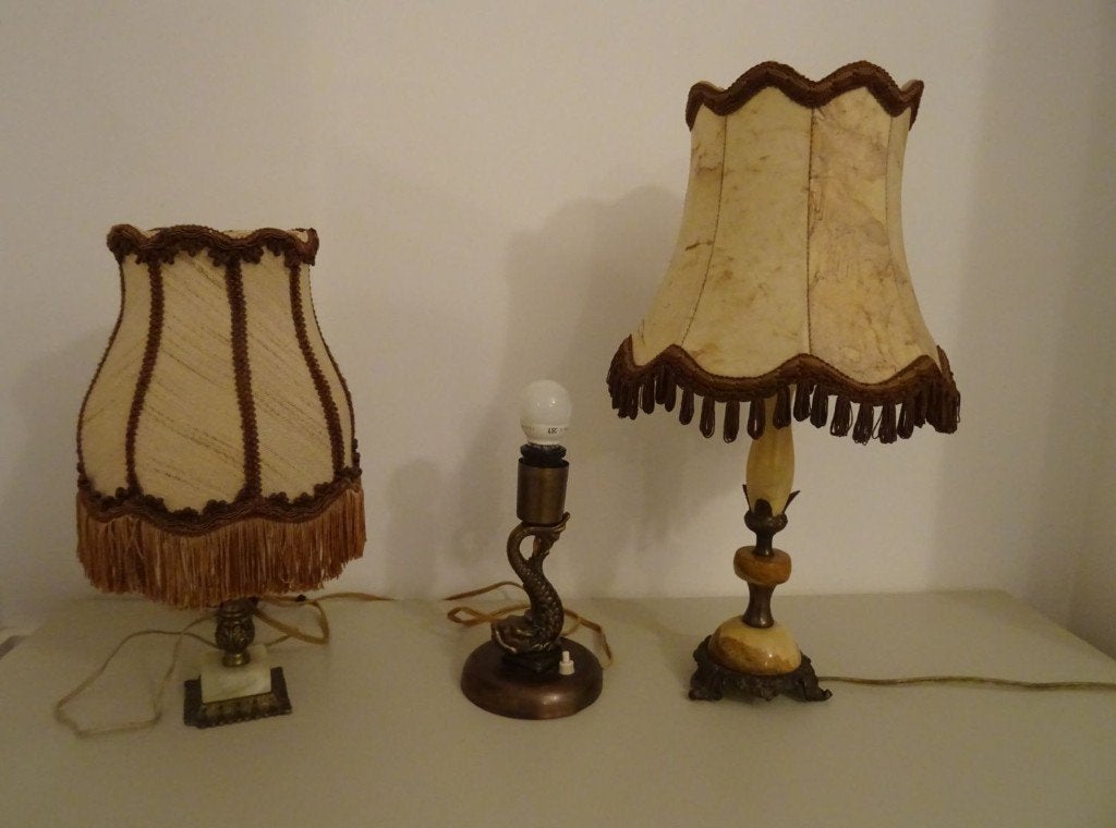 3 oude schemer lampen., Antiek en Kunst, Curiosa en Brocante, Ophalen