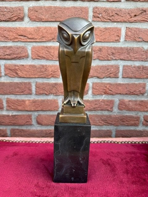 bronzen beeld, fraai vormgegeven uil, Ophalen of Verzenden, Brons
