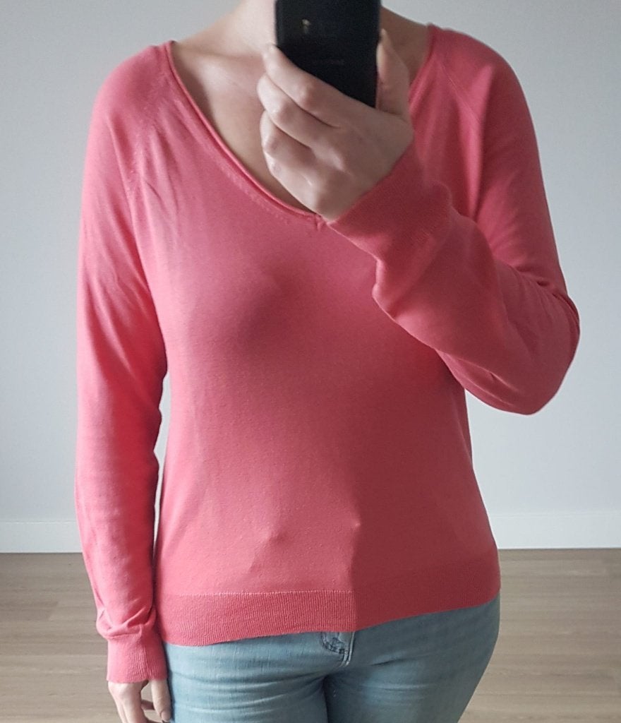 Trui Basic Roze V Hals L, Verzenden, Maat 42/44 (L), Zo goed als nieuw, Roze