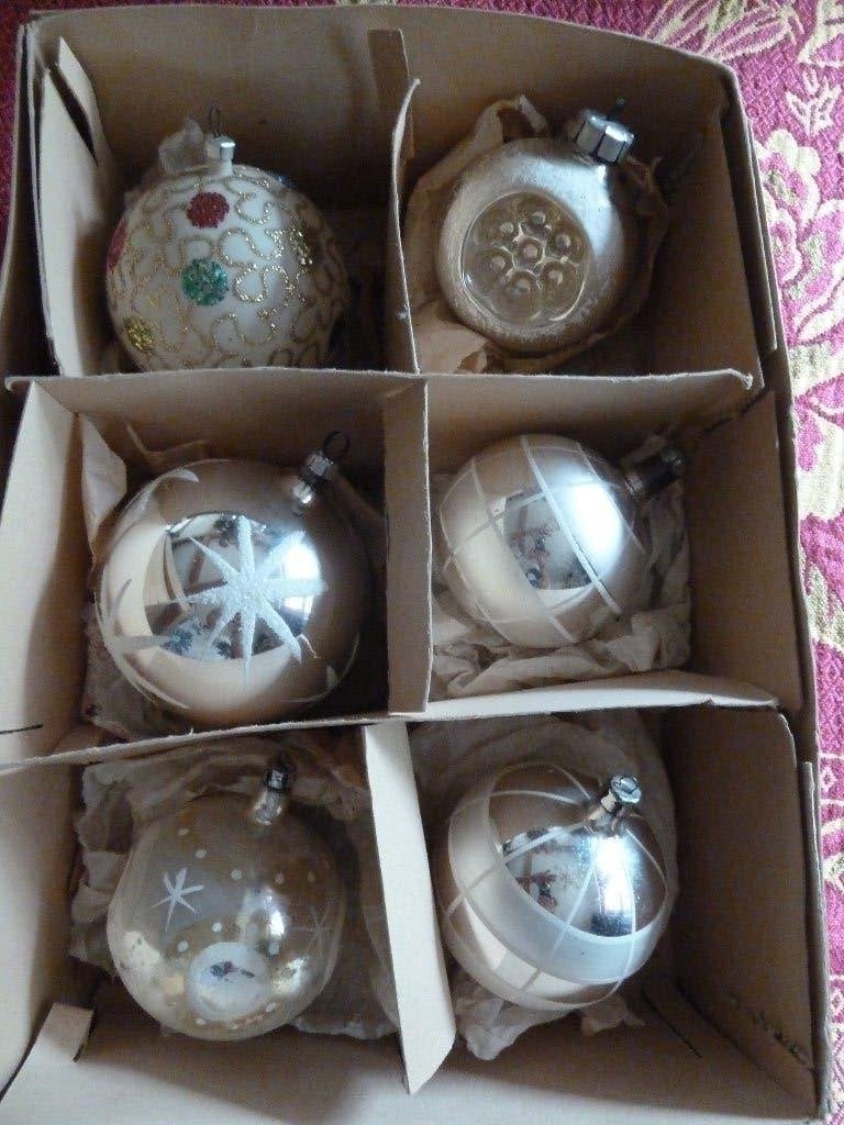6 grote oude kerstballen, Ophalen of Verzenden, Gebruikt