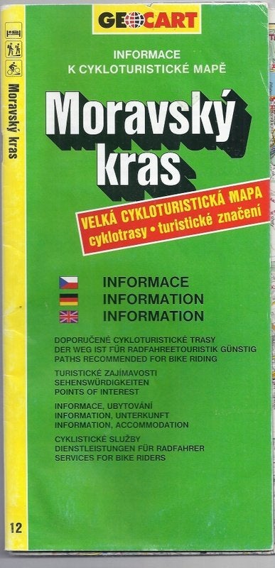 Fietskaart Tsjechie  moravsky kras (Plattegrond), Gelezen, Ophalen of Verzenden, Landkaart, 1800 tot 2000