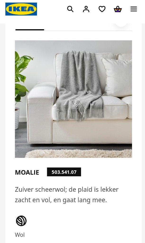 Zuiver scheerwol IKEA Moali deken, Huis en Inrichting, Woondeken, Wol, 200 cm, Zo goed als nieuw