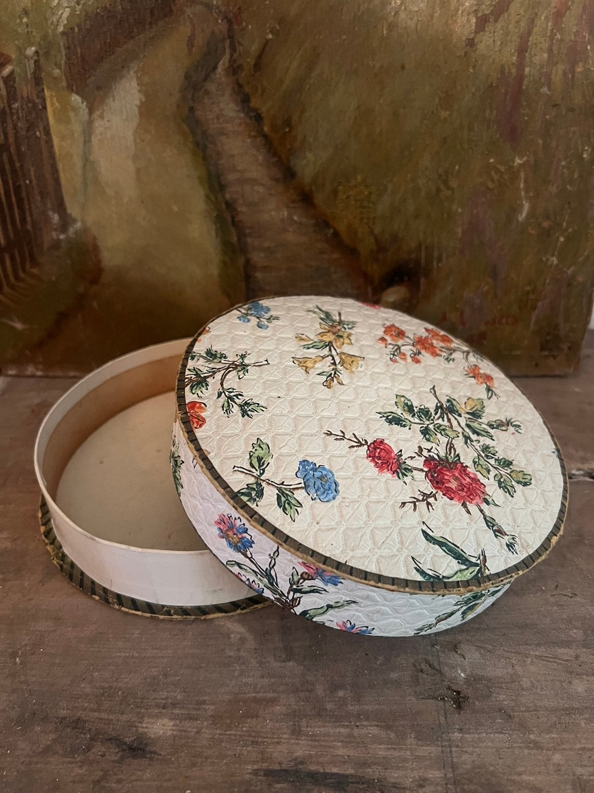 Antiek oud chocolade bonbon doosje katon bloemen brocante, Antiek en Kunst, Ophalen of Verzenden