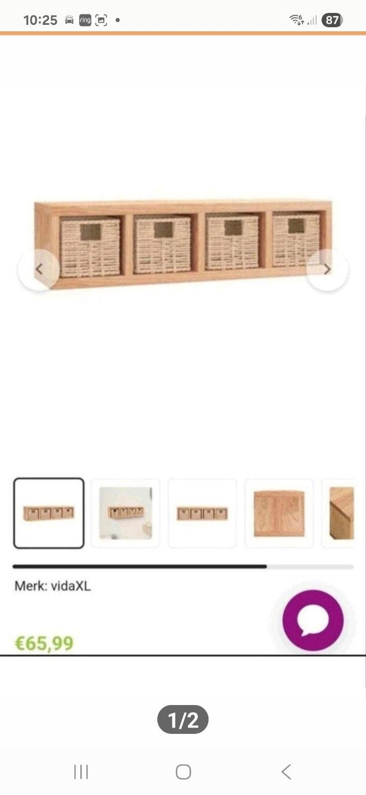 UITVERKOOP nieuw wandschap wandkast met  4 mandjes, Ophalen, Nieuw