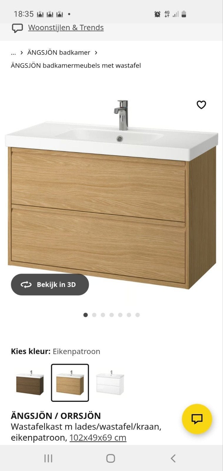 Ikea Angsjön badkamermeubel 80cm - Zo goed als nieu, Huis en Inrichting, Badkamer | Badkamermeubels, Ophalen, 50 tot 100 cm, Zo goed als nieuw