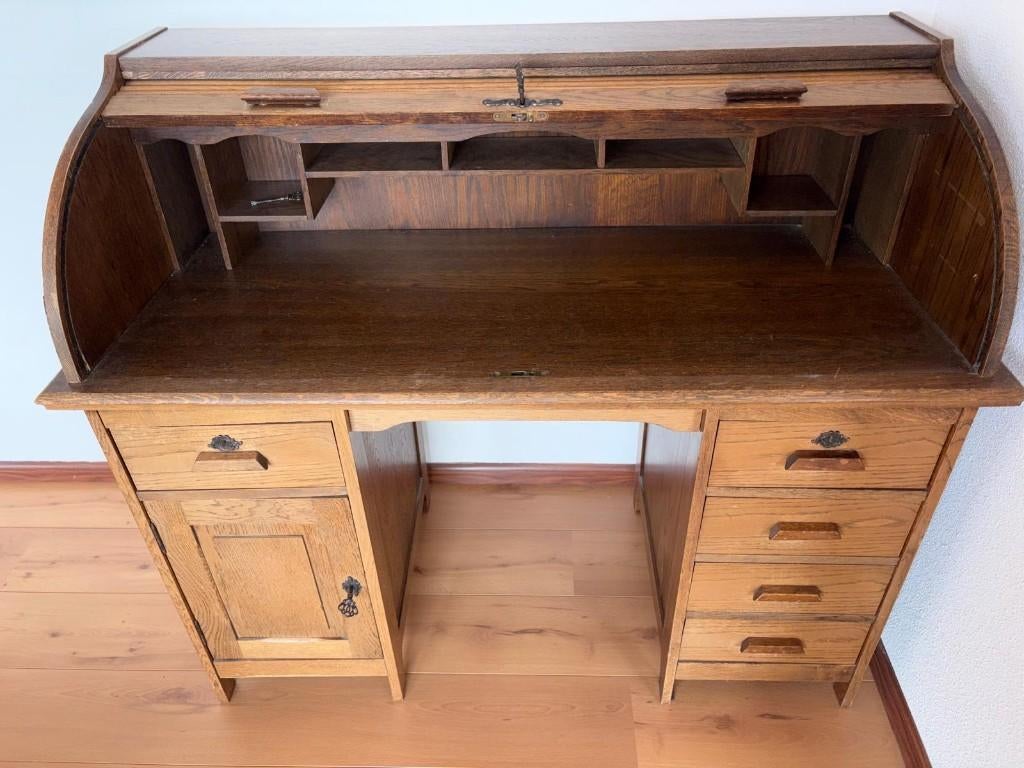 Antiek mahoniehouten  rolluik bureau, Ophalen